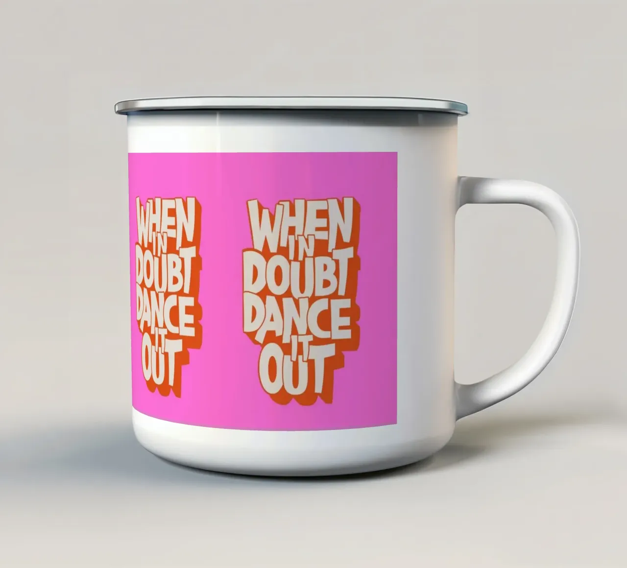 "When In Doubt Dance It Out" Typo Art Print - Pink & Orange tazza in smalto da showmemars