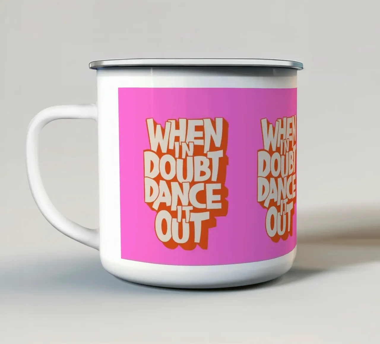 "When In Doubt Dance It Out" Typo Art Print - Pink & Orange tazza in smalto da showmemars