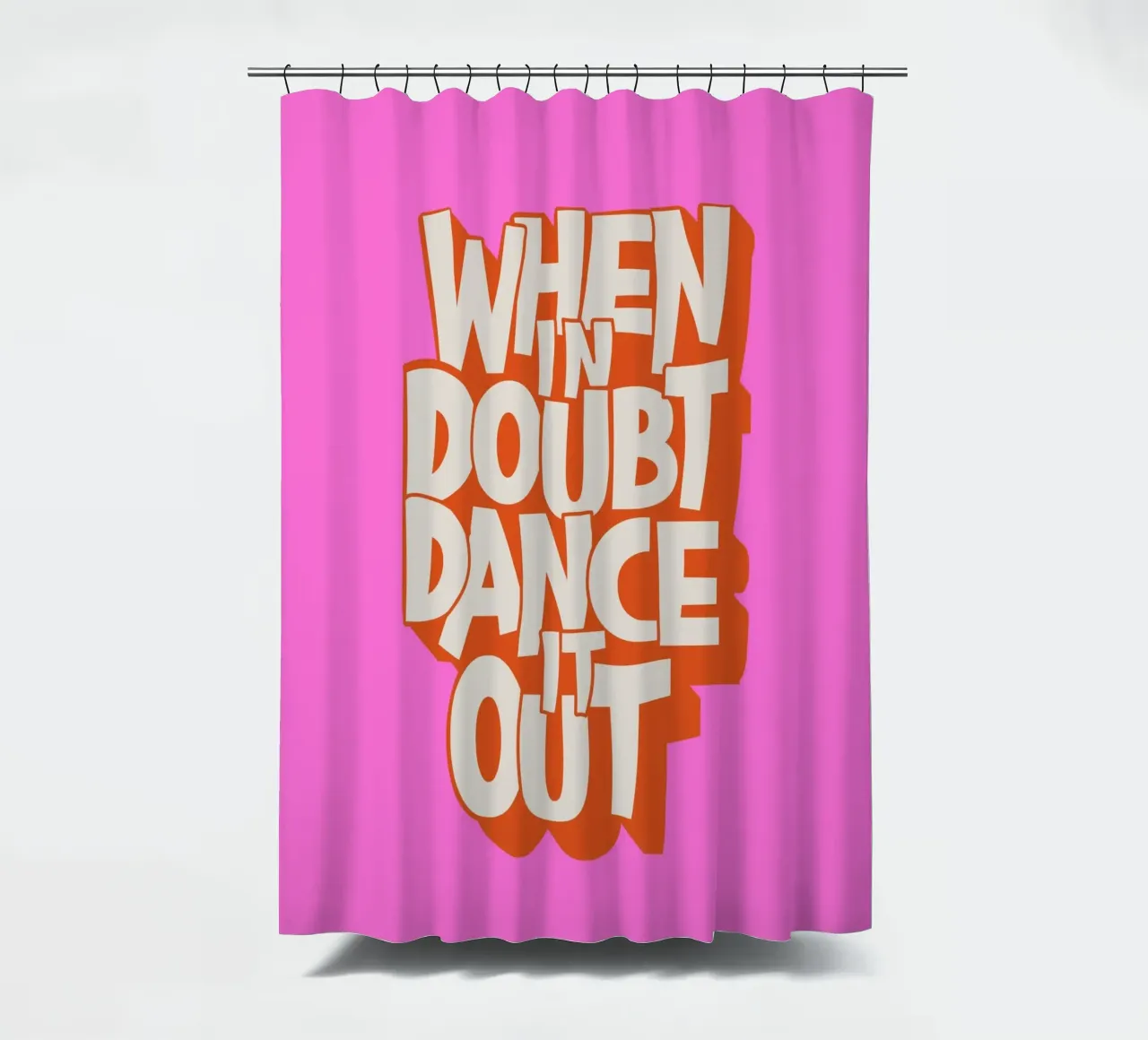 "When In Doubt Dance It Out" Typo Art Print - Pink & Orange tenda da doccia da showmemars