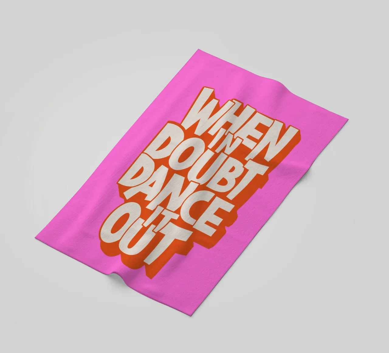 "When In Doubt Dance It Out" Typo Art Print - Pink & Orange telo mare da showmemars