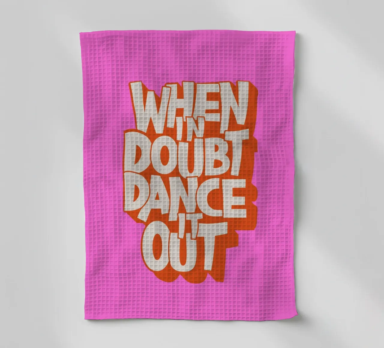 "When In Doubt Dance It Out" Typo Art Print - Pink & Orange canovaccio da cucina da showmemars