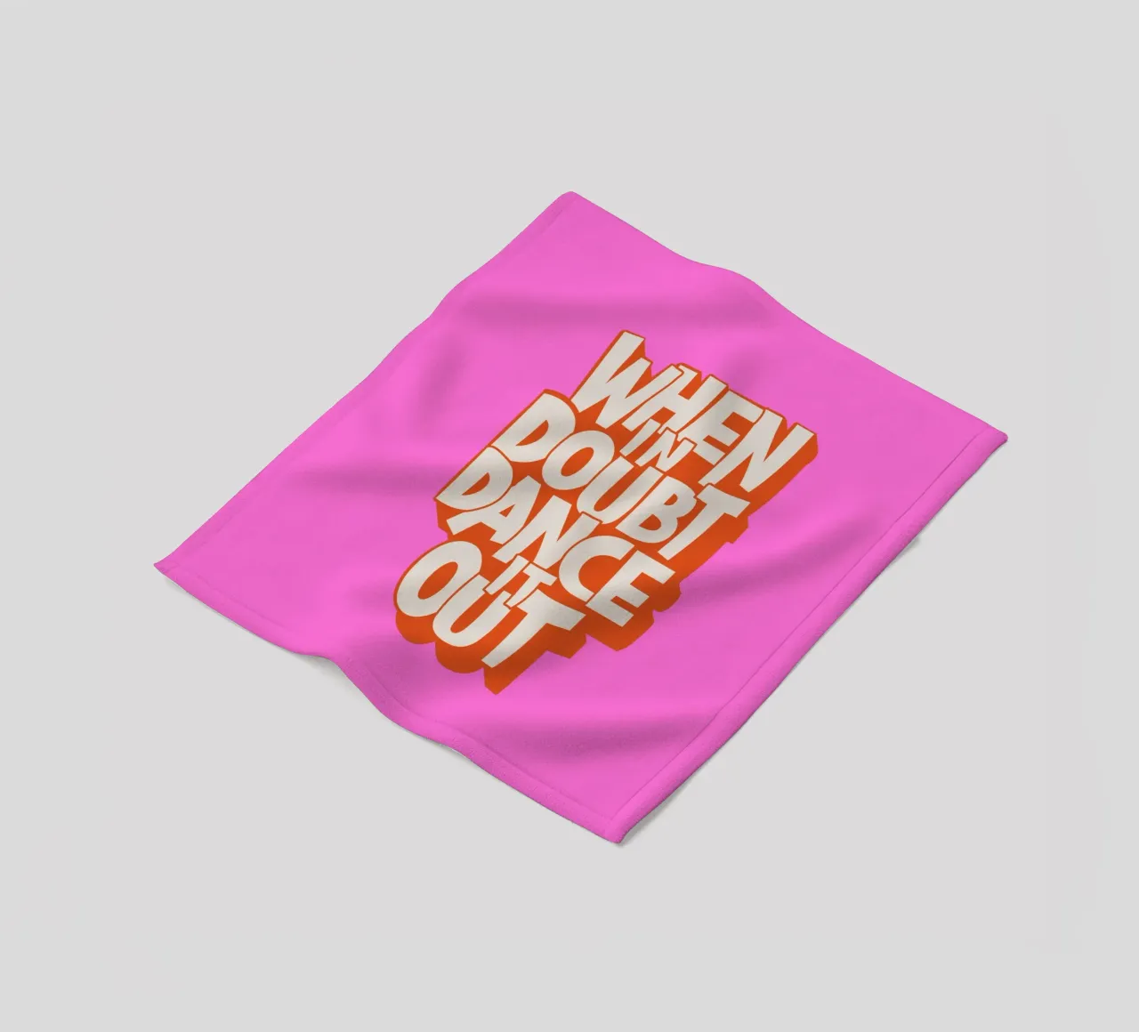 "When In Doubt Dance It Out" Typo Art Print - Pink & Orange coperta in pile da showmemars