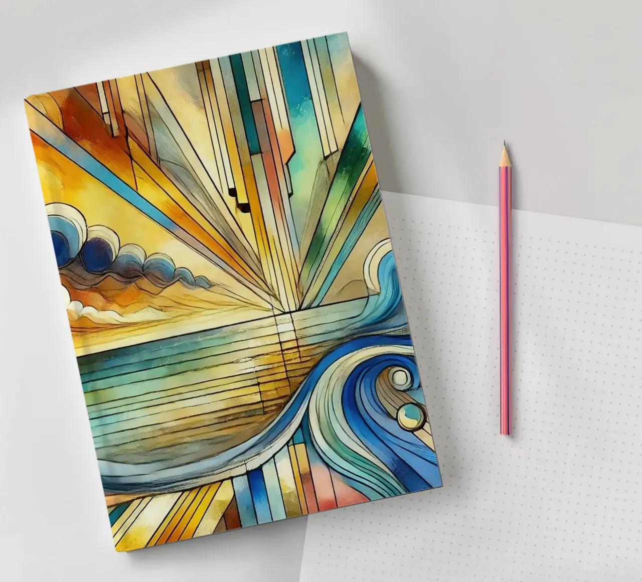 Art Deco Seascape notebook by Chromatic Fusion Studio