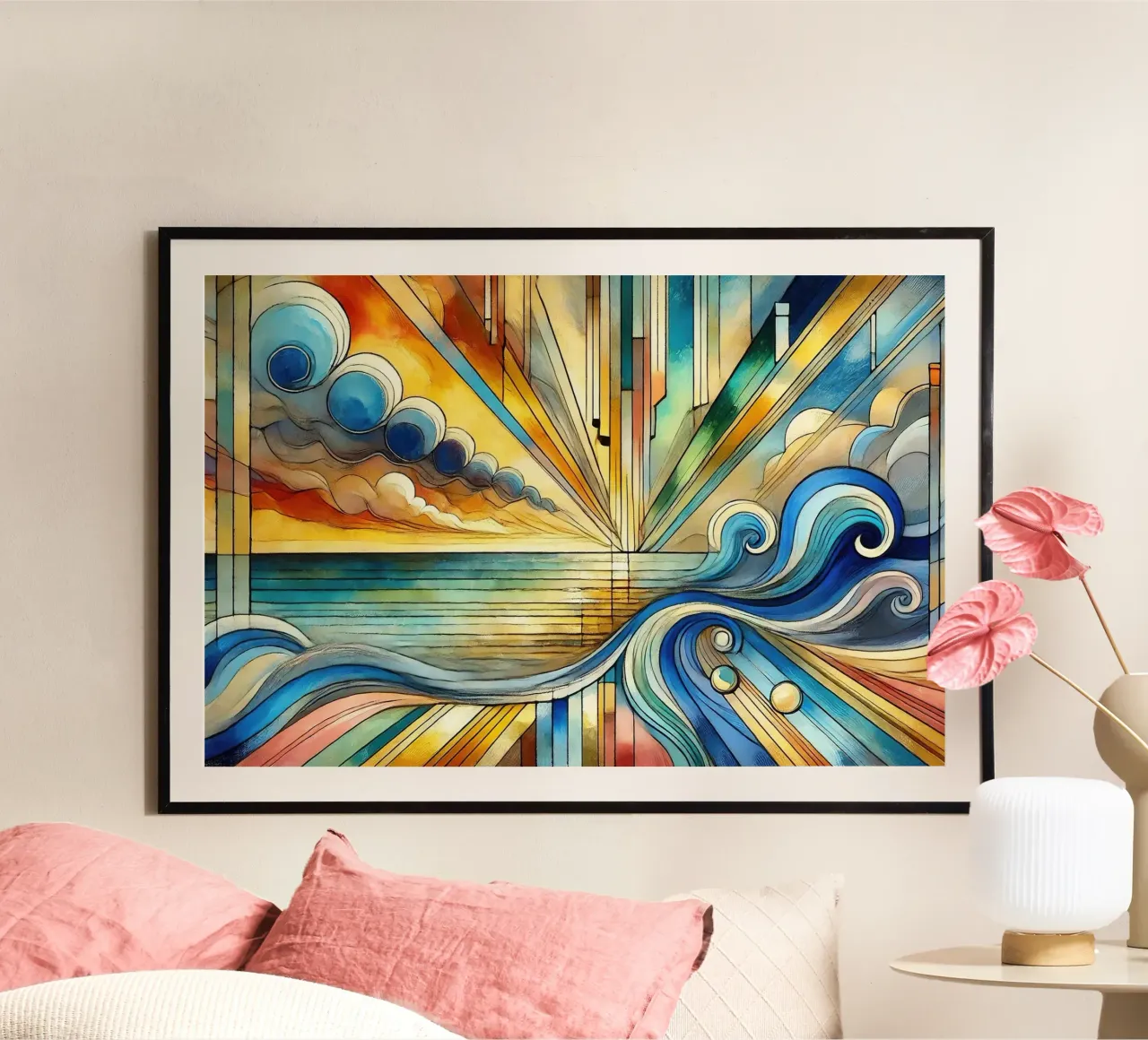 Paisaje marino Art Déco hahnemühle de Chromatic Fusion Studio