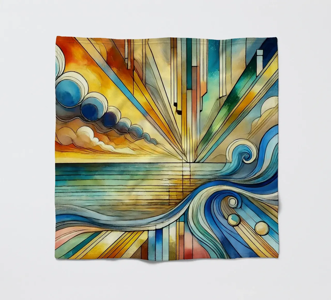 Paesaggio marino Art Déco coperta in pile da Chromatic Fusion Studio