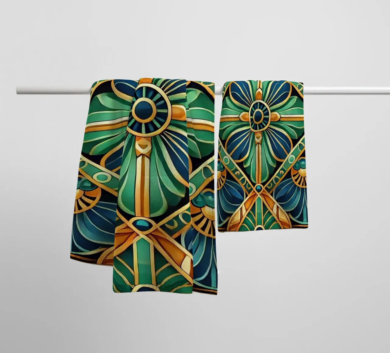 Audace motivo geometrico Art Déco asciugamano da bagno da Chromatic Fusion Studio