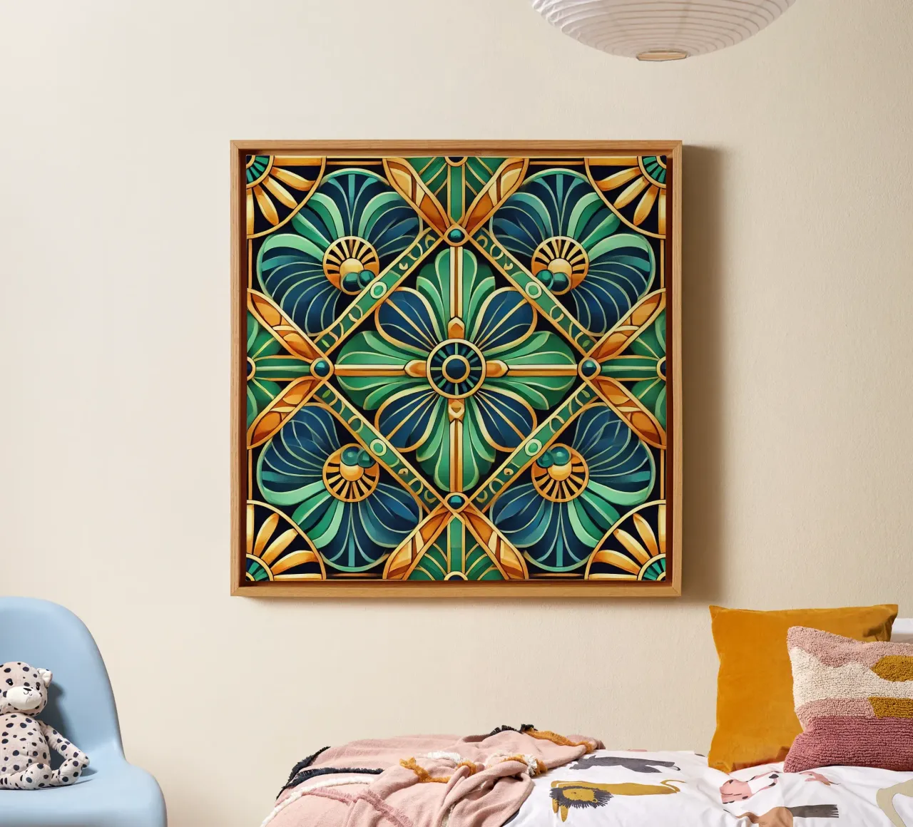 Gedurfd Geometrisch Art Deco Patroon canvas met Baklijst van Chromatic Fusion Studio