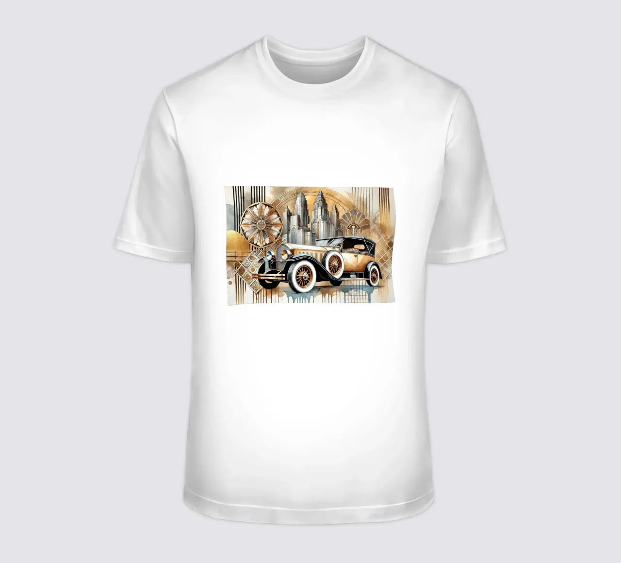 Auto d'epoca con tocco Art Deco t-shirt da Chromatic Fusion Studio