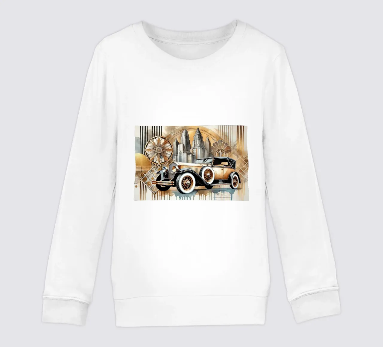 Auto d'epoca con tocco Art Deco felpa bambino da Chromatic Fusion Studio