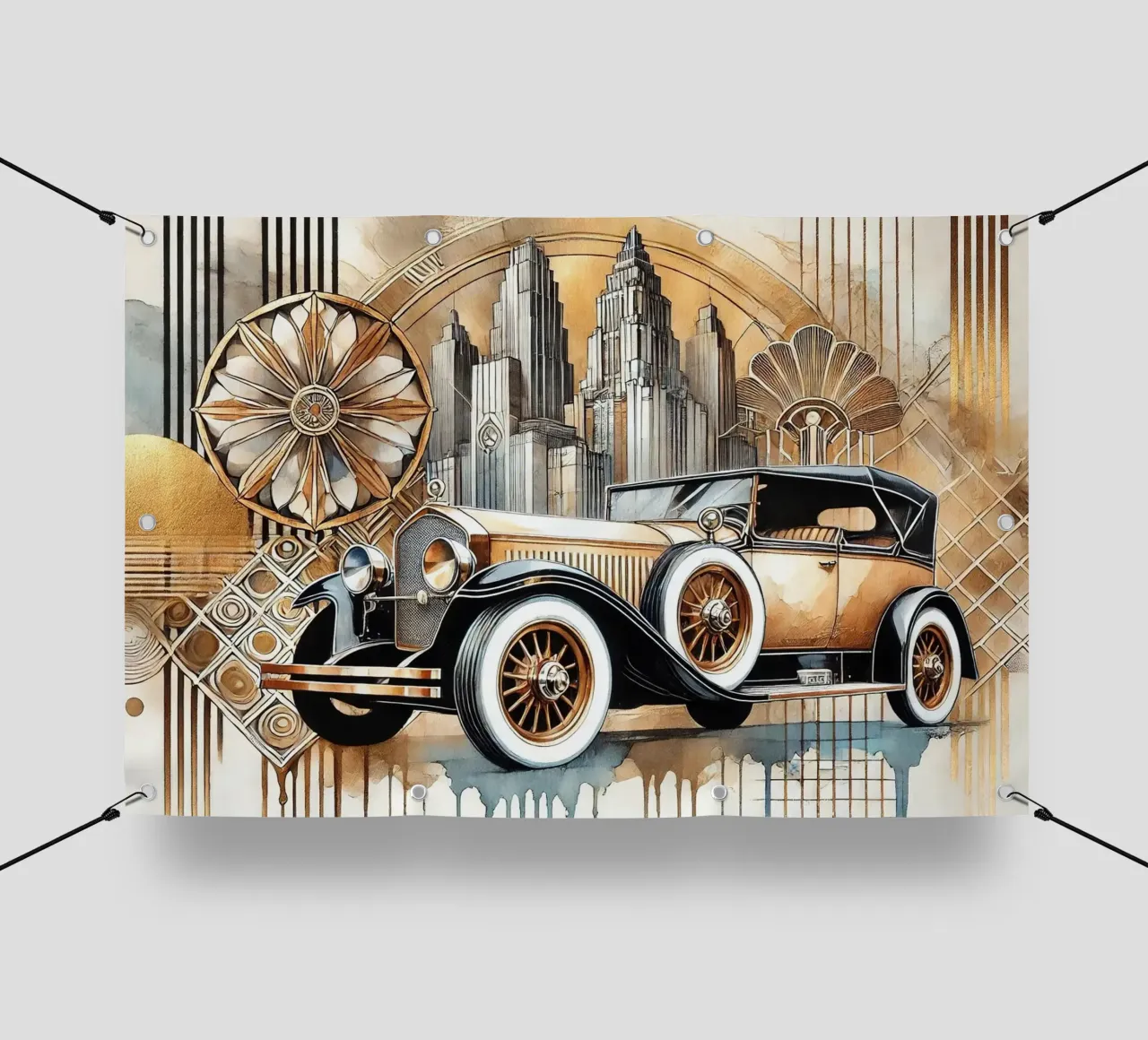 Auto d'epoca con tocco Art Deco telo in pvc da Chromatic Fusion Studio