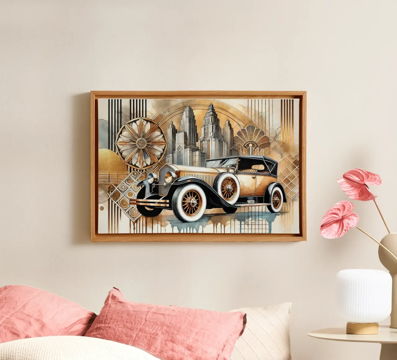 Auto d'epoca con tocco Art Deco tela da Chromatic Fusion Studio