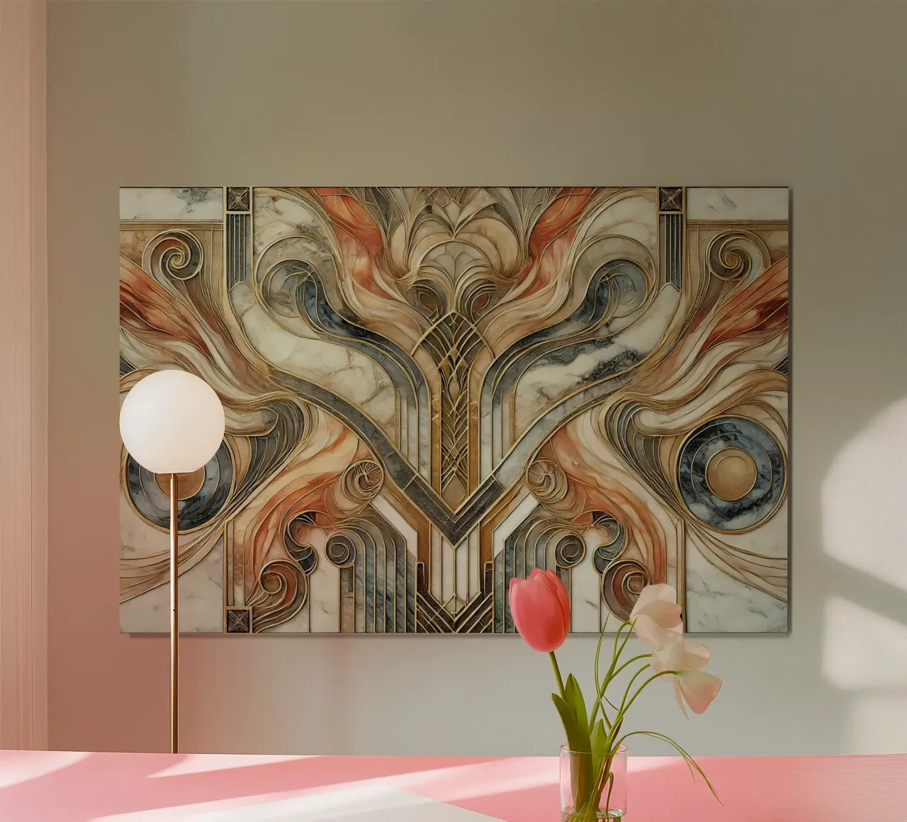 Klassieke marmeren elegantie in Art Deco poster van Chromatic Fusion Studio