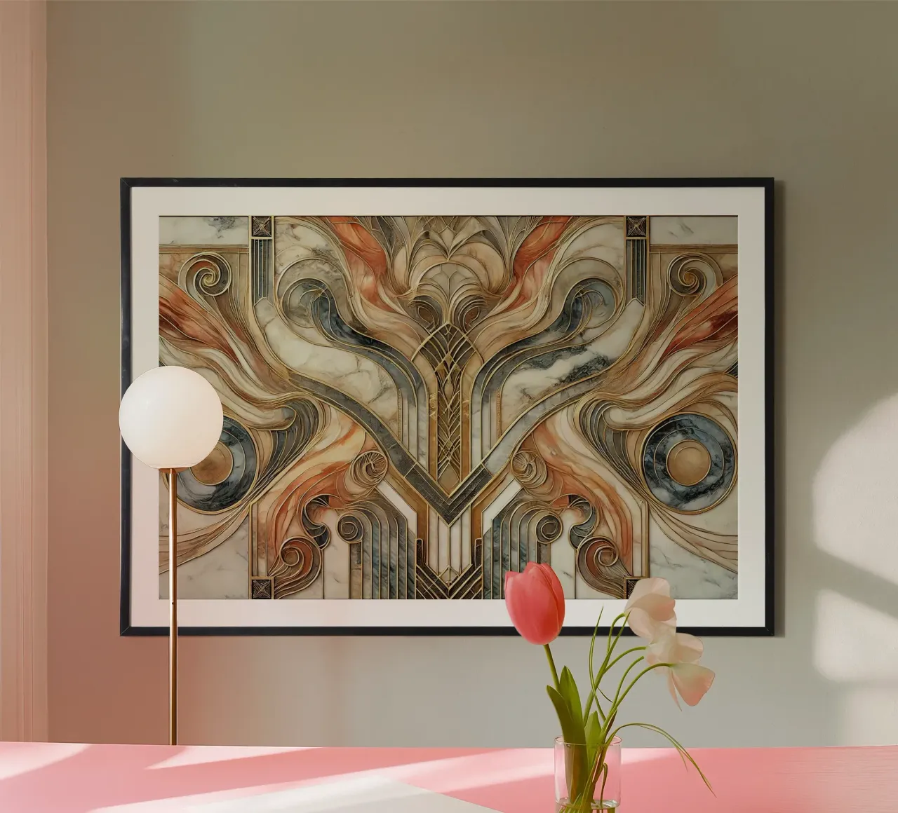 Klassieke marmeren elegantie in Art Deco poster van Chromatic Fusion Studio