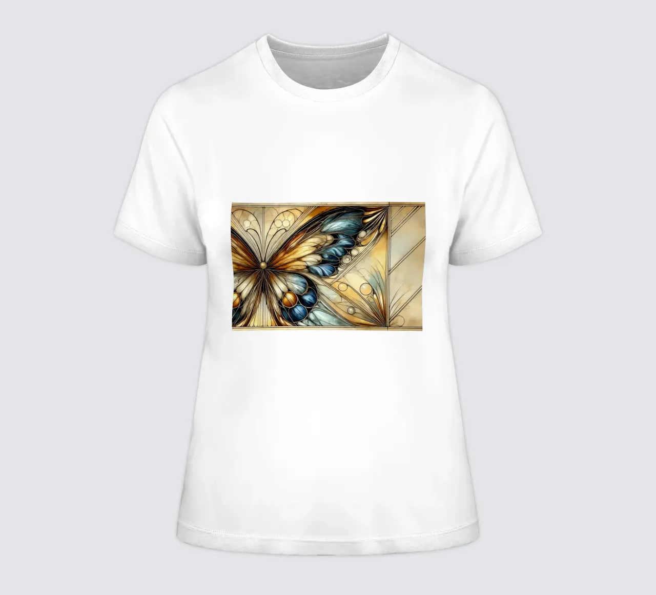 Elegance of Wings in Art Deco women's fitted t-shirt by Chromatic Fusion Studio