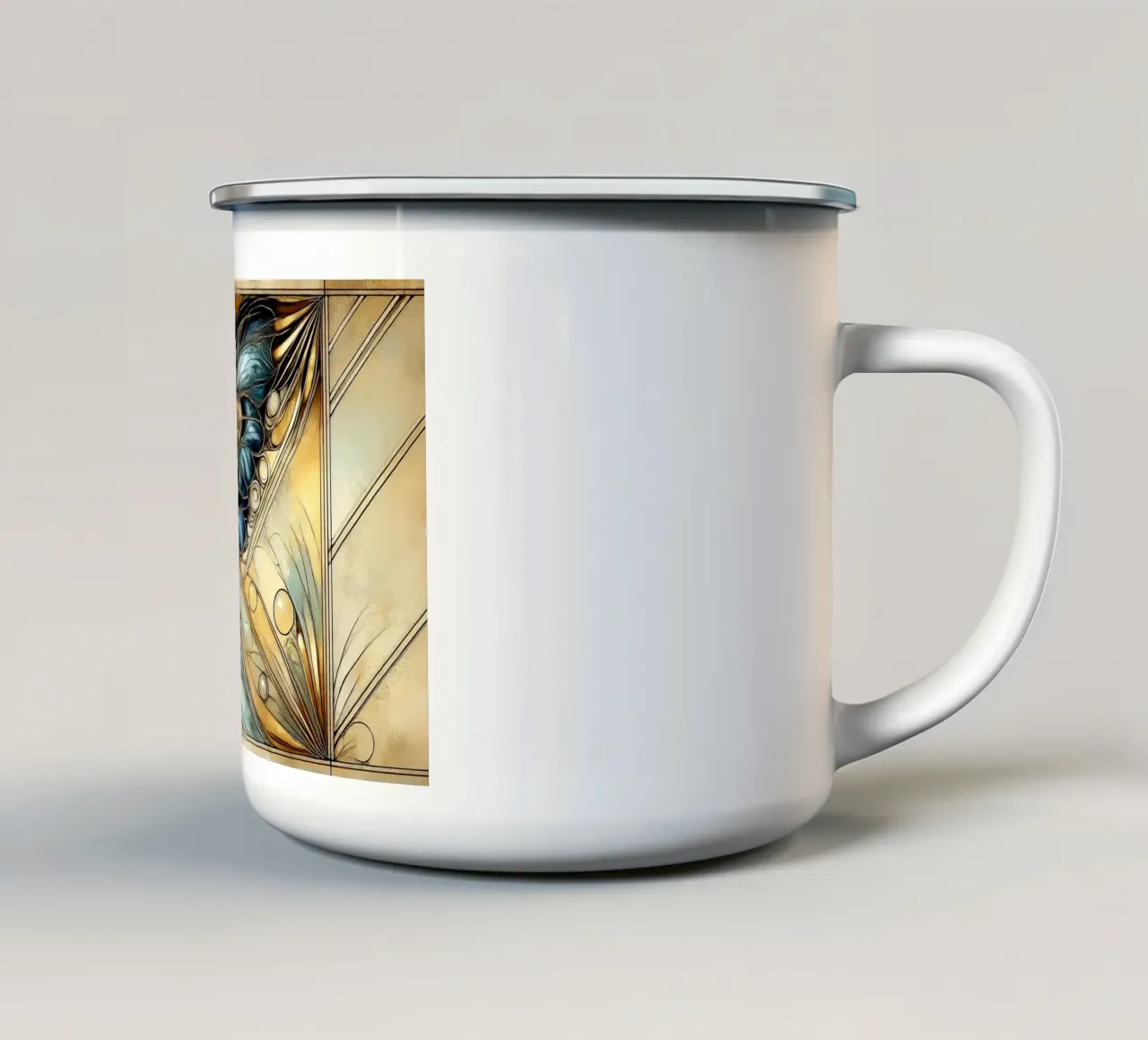 L'eleganza delle ali in Art Déco tazza in smalto da Chromatic Fusion Studio