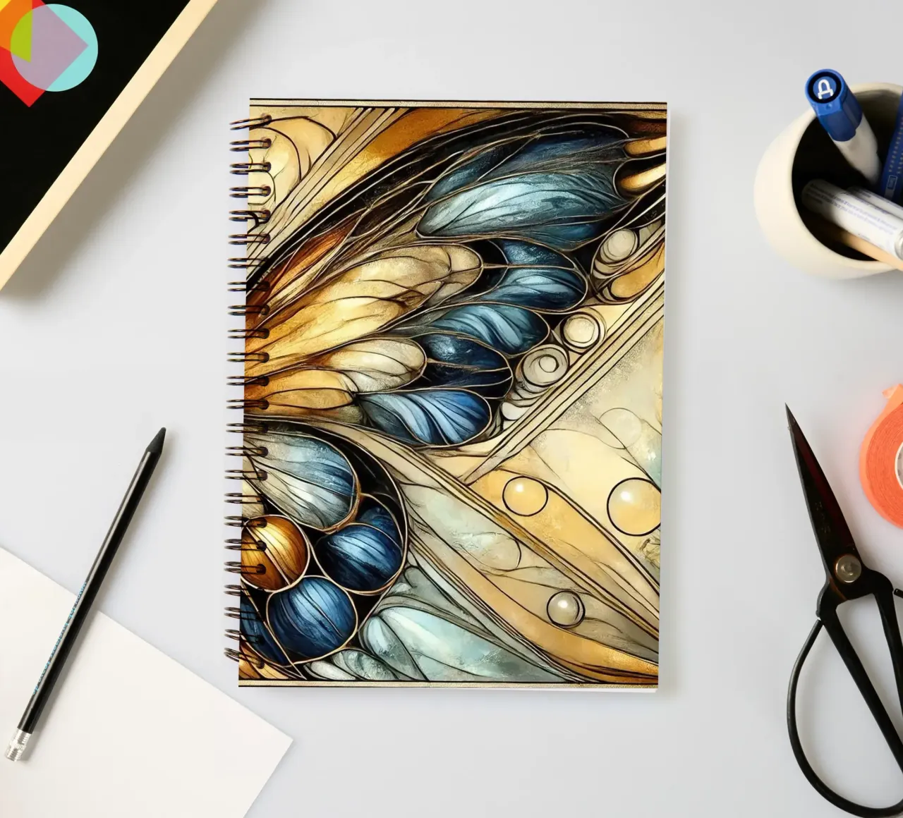 Elegancia de las alas en Art Déco cuaderno de espiral de Chromatic Fusion Studio