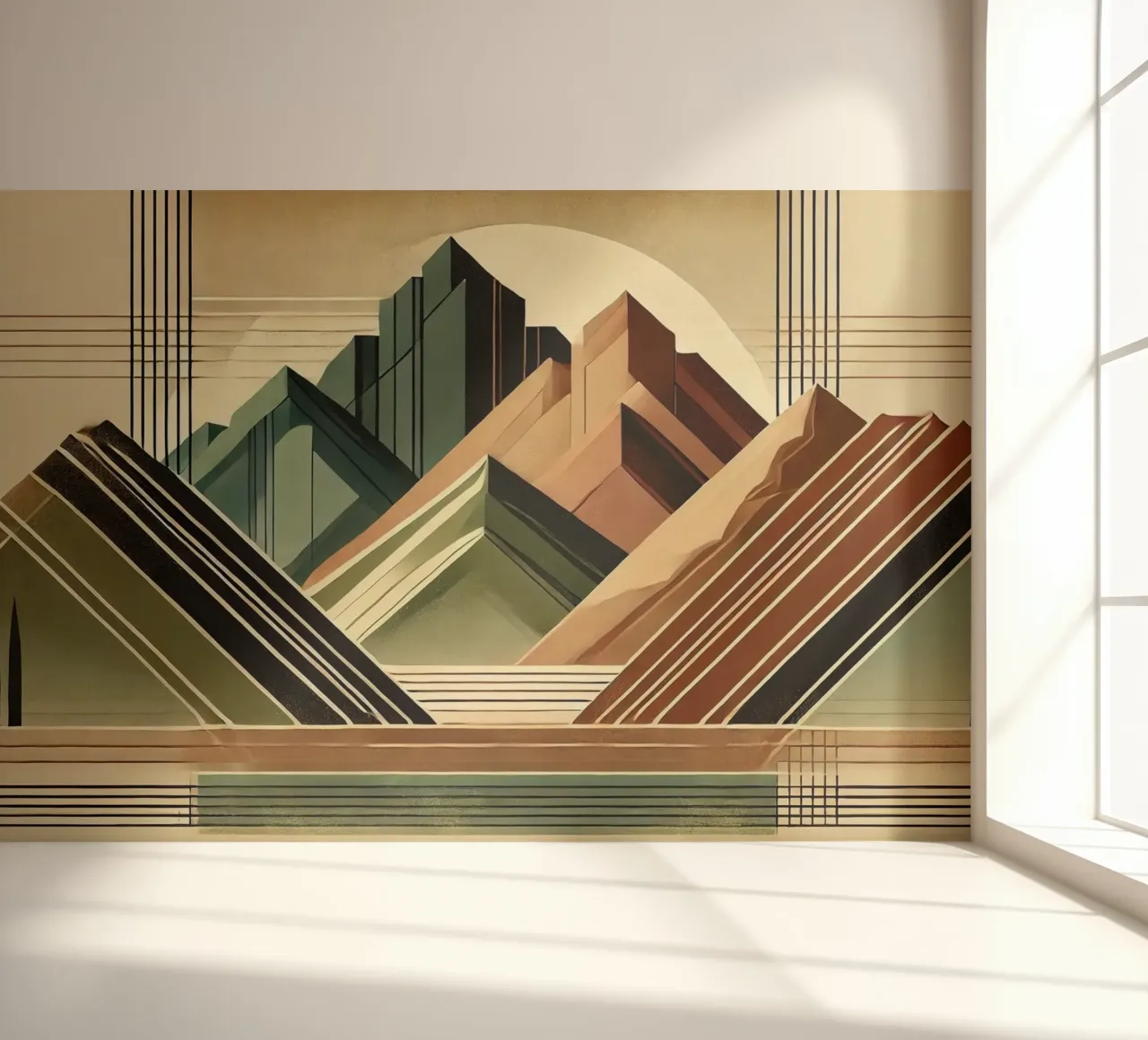 Elegant Art Deco Mountain Peaks photo wallpaper by Chromatic Fusion Studio