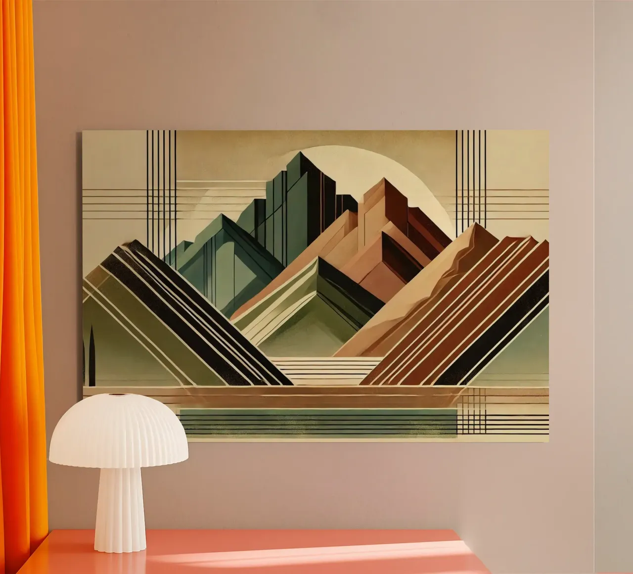 Elegant Art Deco Mountain Peaks alu-dibond by Chromatic Fusion Studio