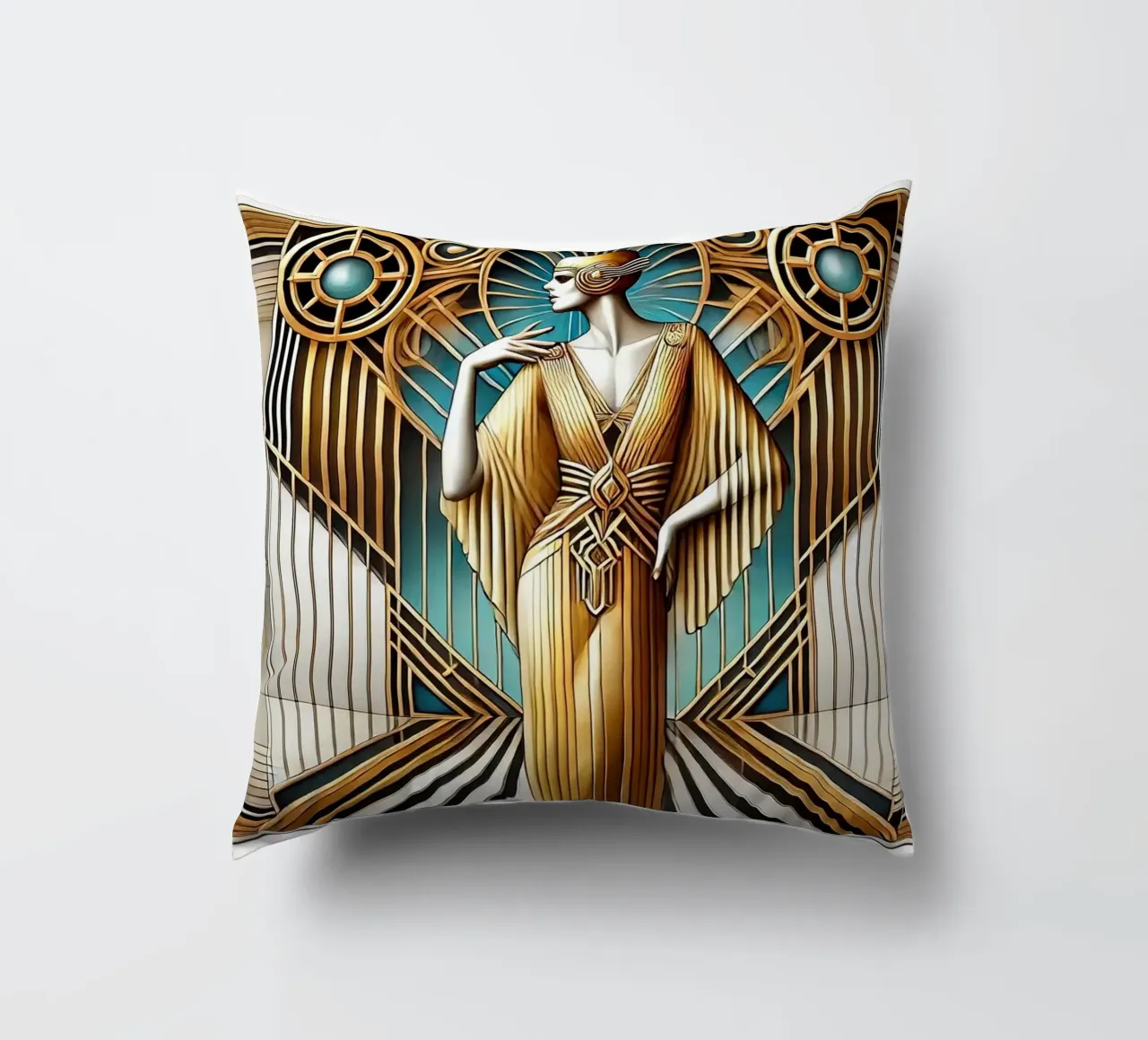 Elegant Art Deco Scene cuscino da Chromatic Fusion Studio