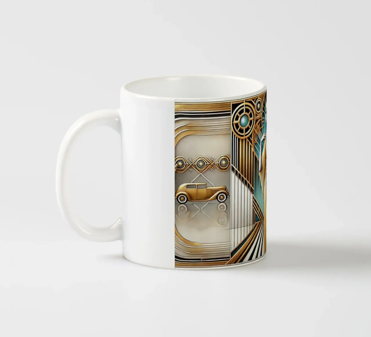 Elegant Art Deco Scene tazza in ceramica da Chromatic Fusion Studio