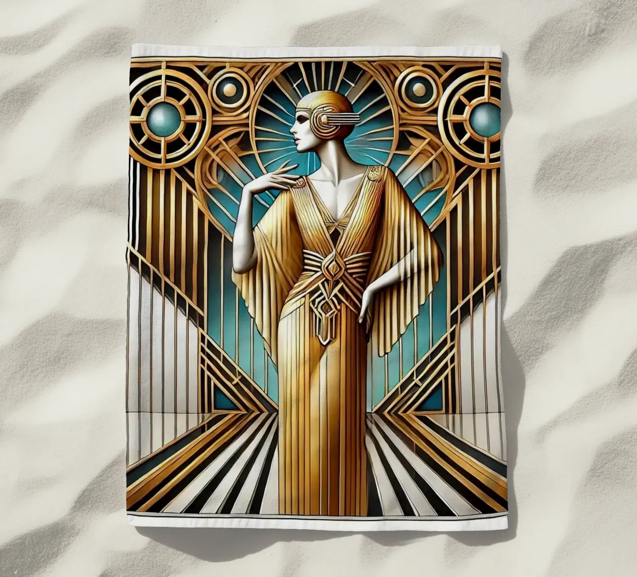 Elegant Art Deco Scene telo mare da Chromatic Fusion Studio
