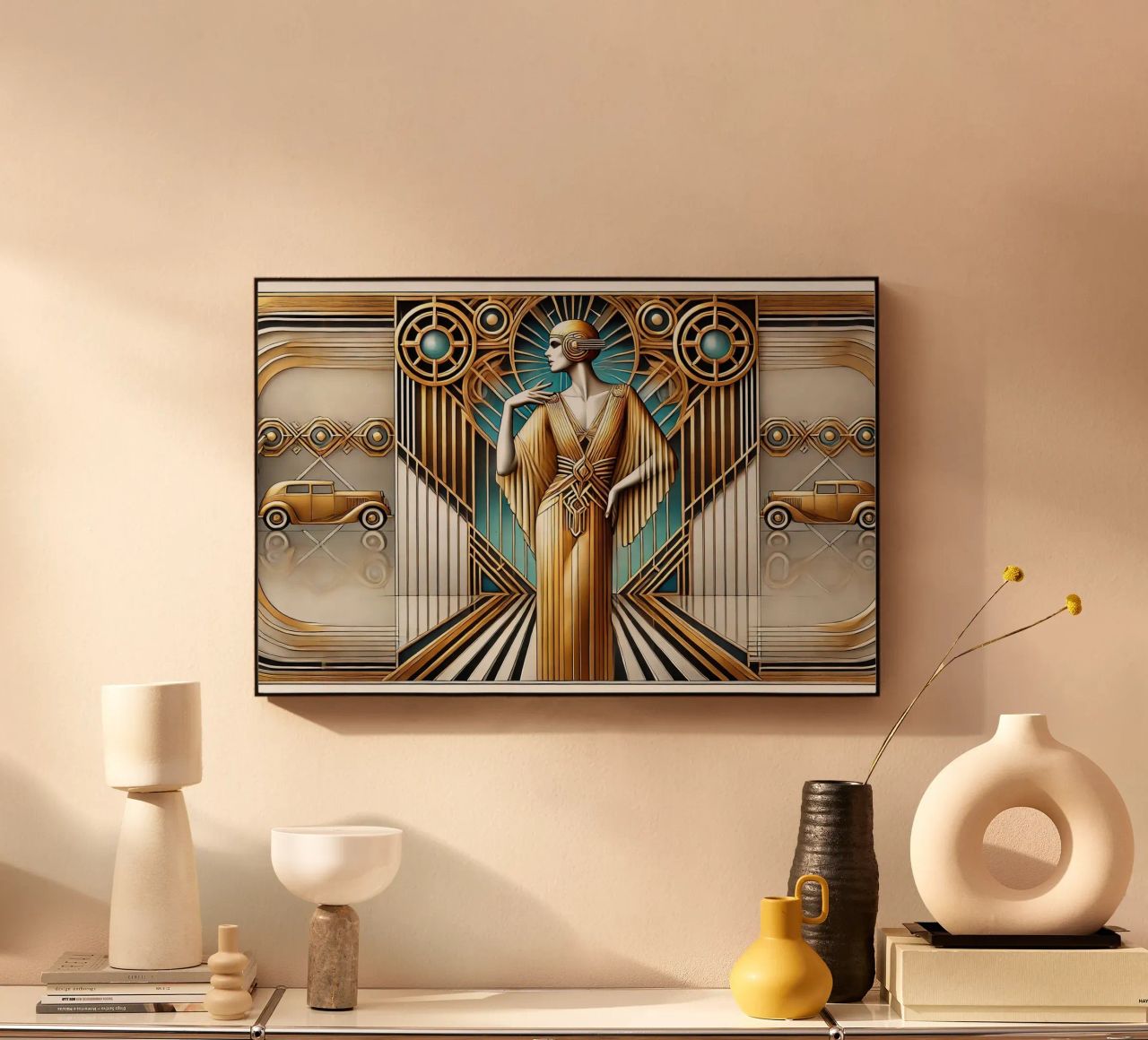 Elegant Art Deco Scene alluminio dibond da Chromatic Fusion Studio