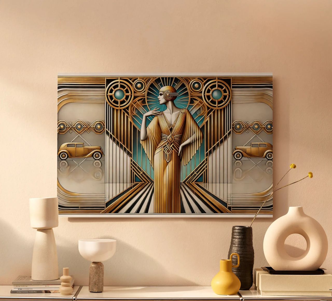 Elegant Art Deco Scene alluminio dibond da Chromatic Fusion Studio
