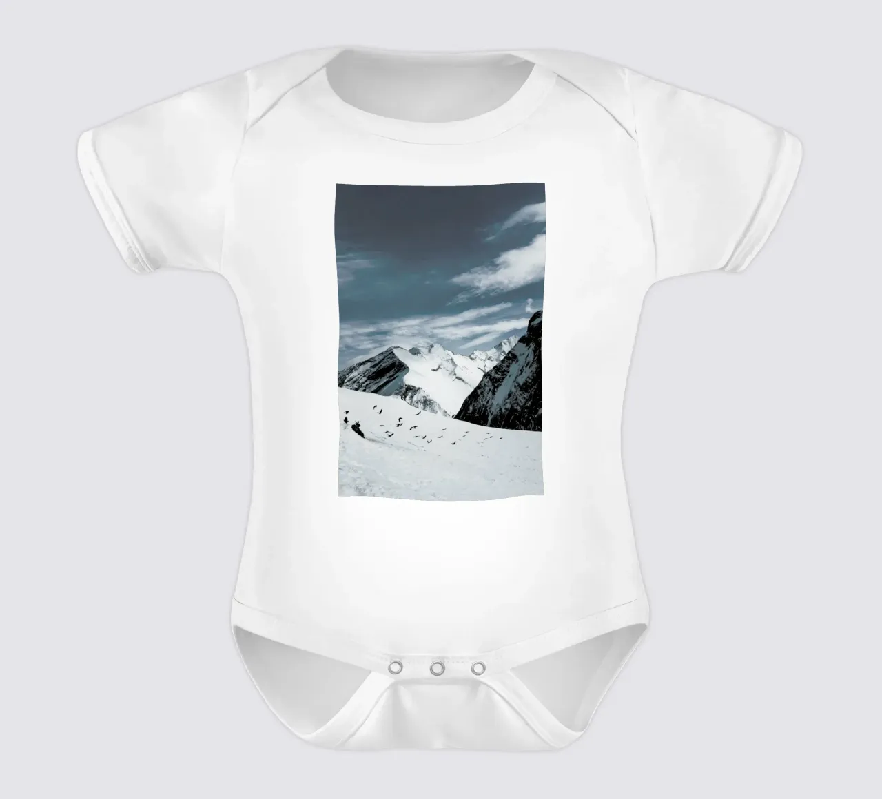 Mountains XVIII short-sleeve baby romper by Sebastian Hilgetag