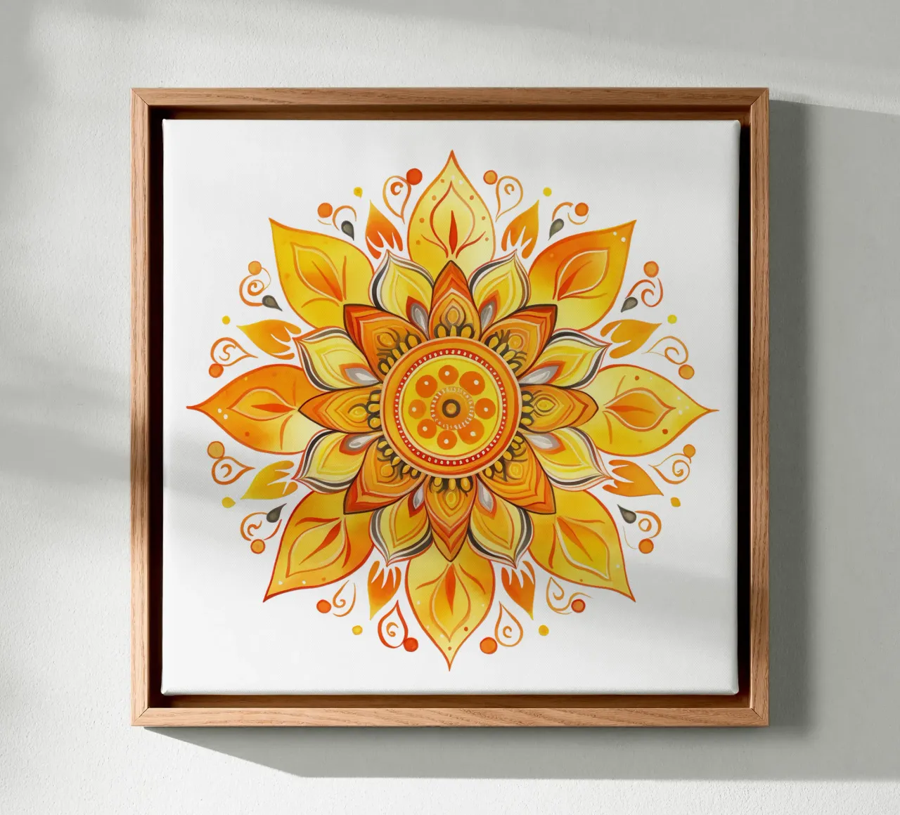 Mandala van de zon canvas met Baklijst van Spiritual Touch