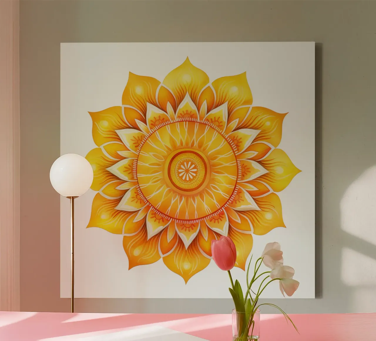 Mandala del sole tela con Cornice a cassetta da Spiritual Touch