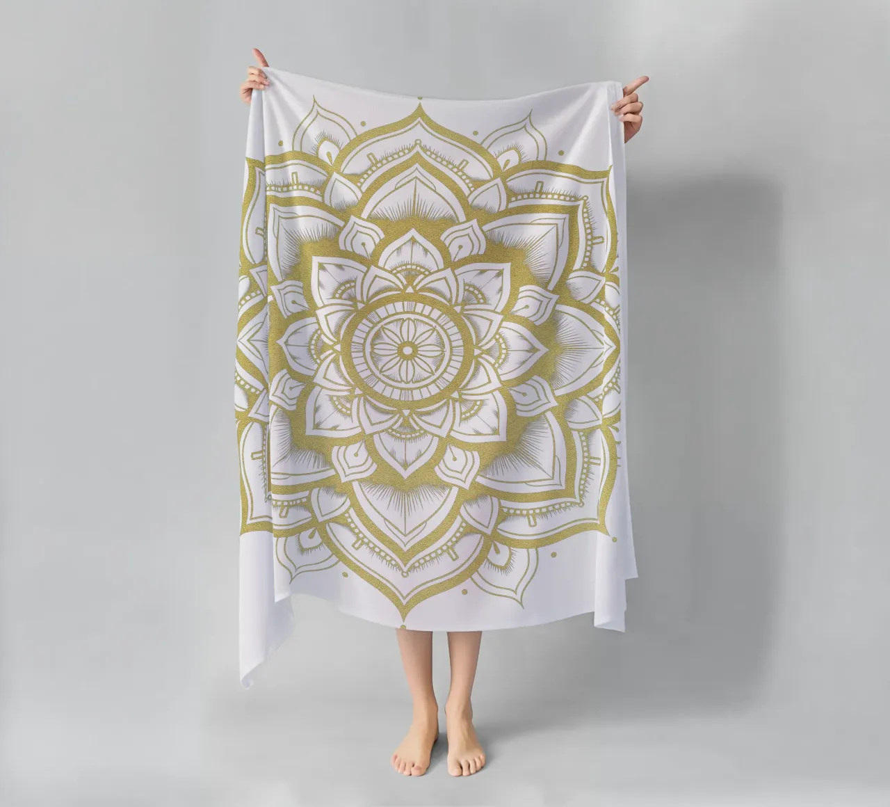 Golden Mandala beach towel by Spiritual Touch