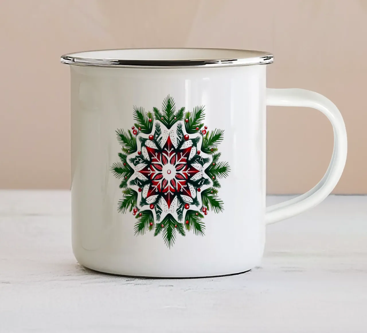 Mandala di Natale tazza in smalto da Spiritual Touch