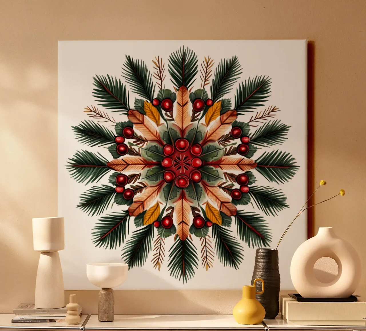 Mandala di Natale tela con Cornice a cassetta da Spiritual Touch