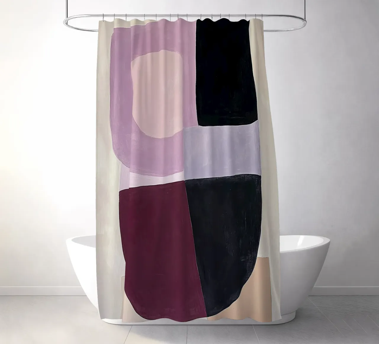 Astratto Astratto Geometrico Bordeaux Rosso Viola Viola tenda da doccia da Euphoria Theresa