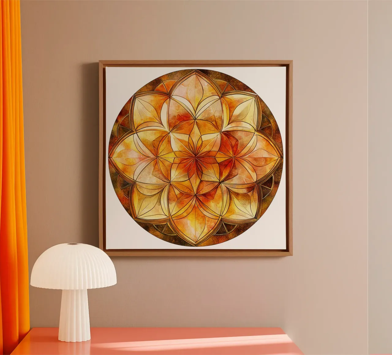 Mandala autunnale tela con Cornice a cassetta da Spiritual Touch