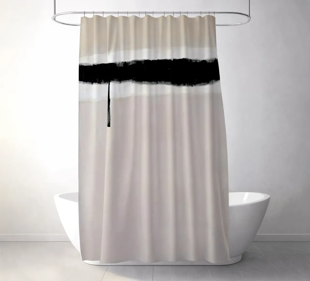 Astratto Beige Minimal Stripe Scandi tenda da doccia da Euphoria Theresa