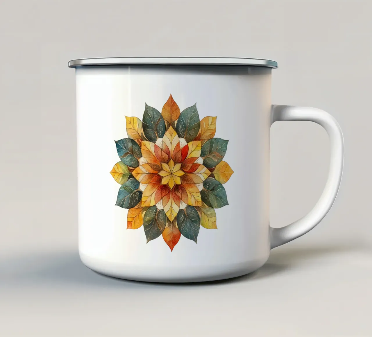 Mandala autunnale tazza in smalto da Spiritual Touch