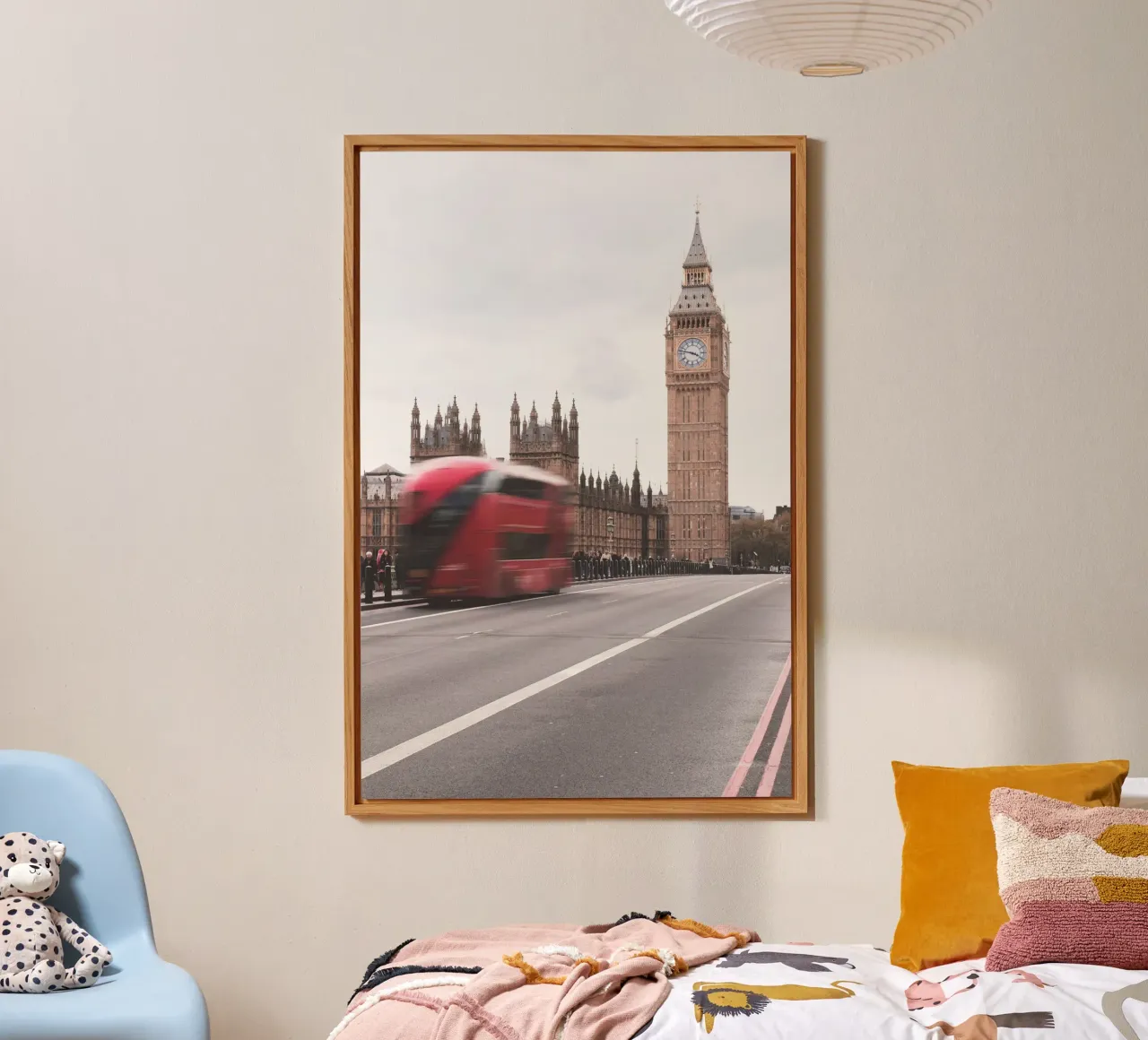 Londra, Inghilterra I Big Ben e un autobus rosso in movimento alluminio dibond da Julie Travel Photography