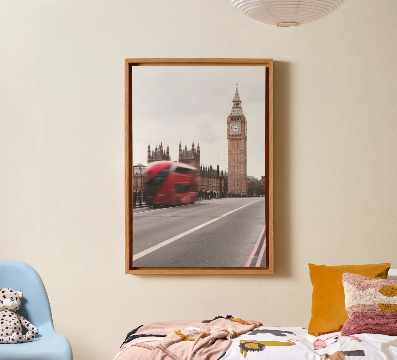 London, England I Big Ben and a red bus in motion canvas by Julie Travel Photography