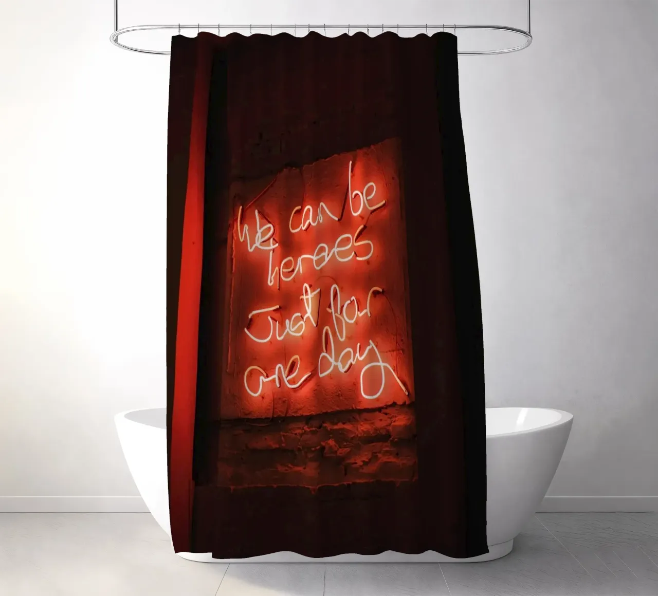 London, England I Vibrant red neon from a shop window shower curtain by Julie Travel Photography