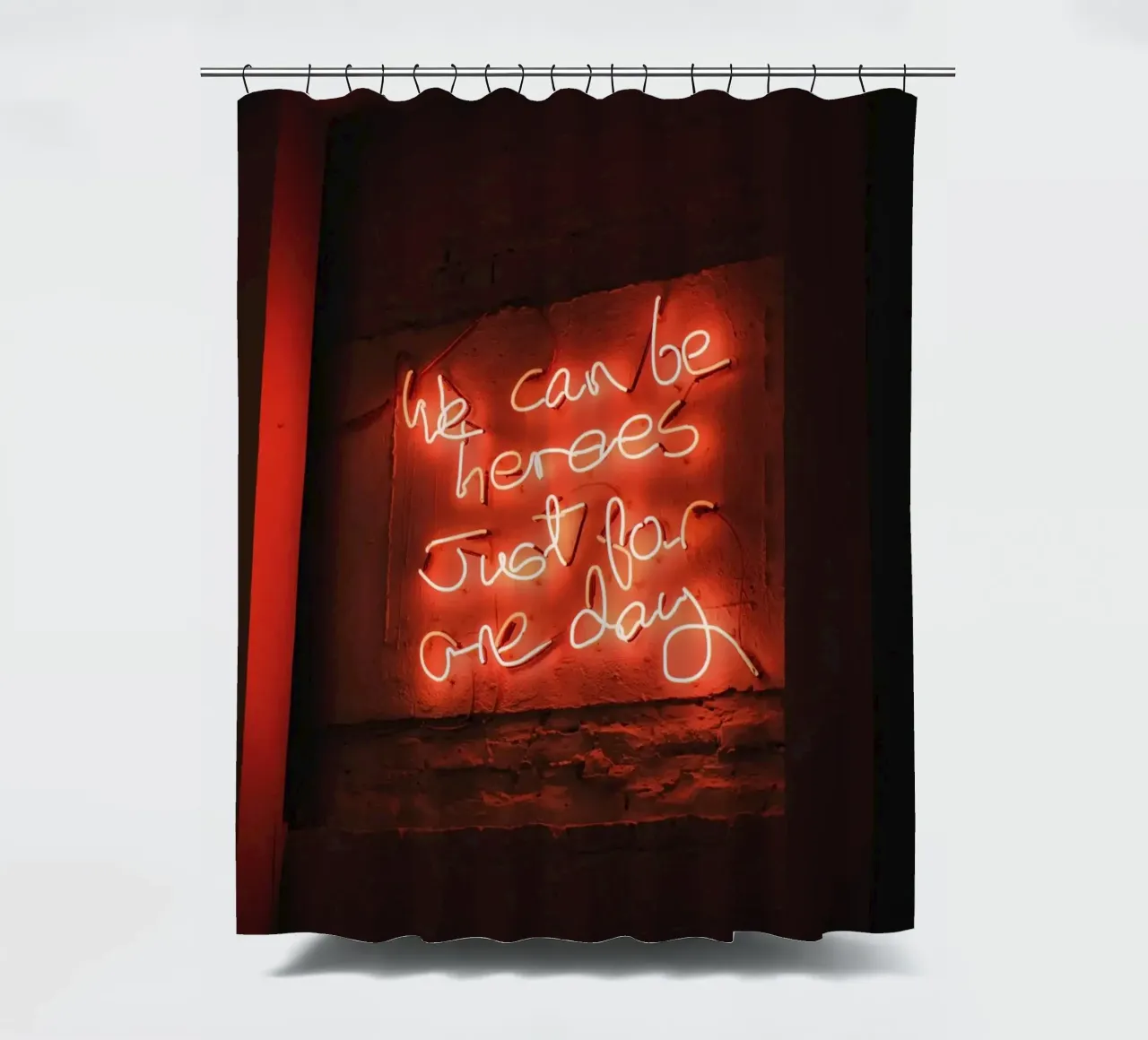London, England I Vibrant red neon from a shop window shower curtain by Julie Travel Photography