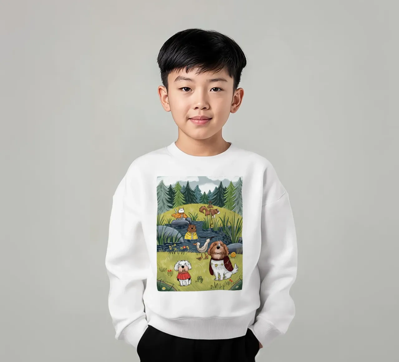 Riverbank Harmony Escape kids sweatshirt by Timeless Huse