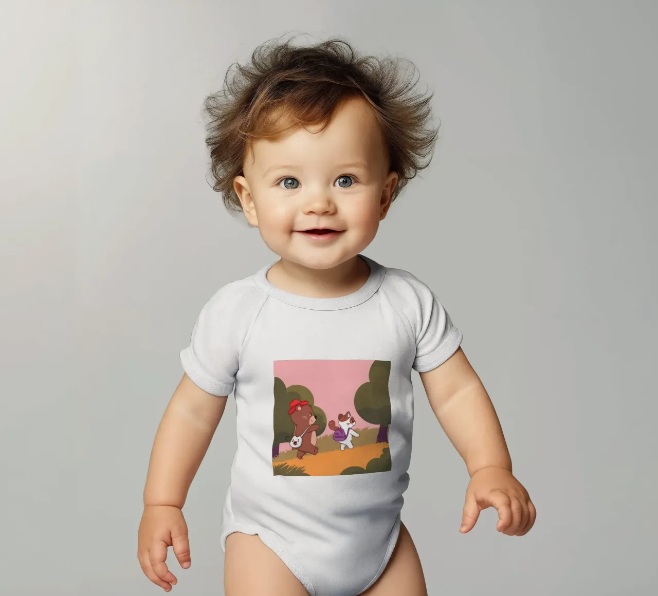 Adventurous Forest Duet short-sleeve baby romper by Timeless Huse