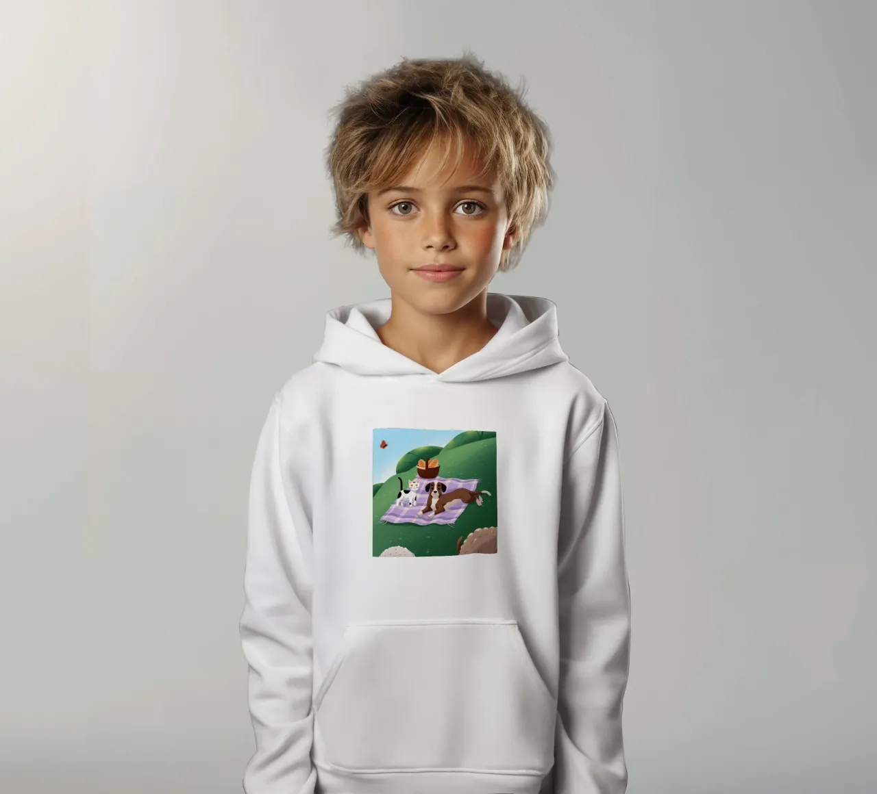 La joie des compagnons de pique-nique sweat à capuche enfant de Timeless Huse