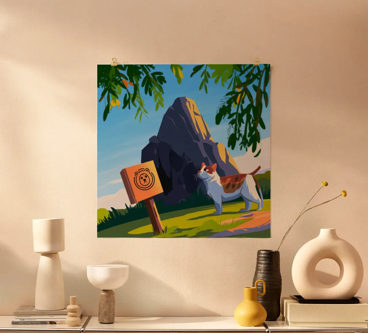 Ricerca di esploratori di montagna poster con telaio in legno da Timeless Huse