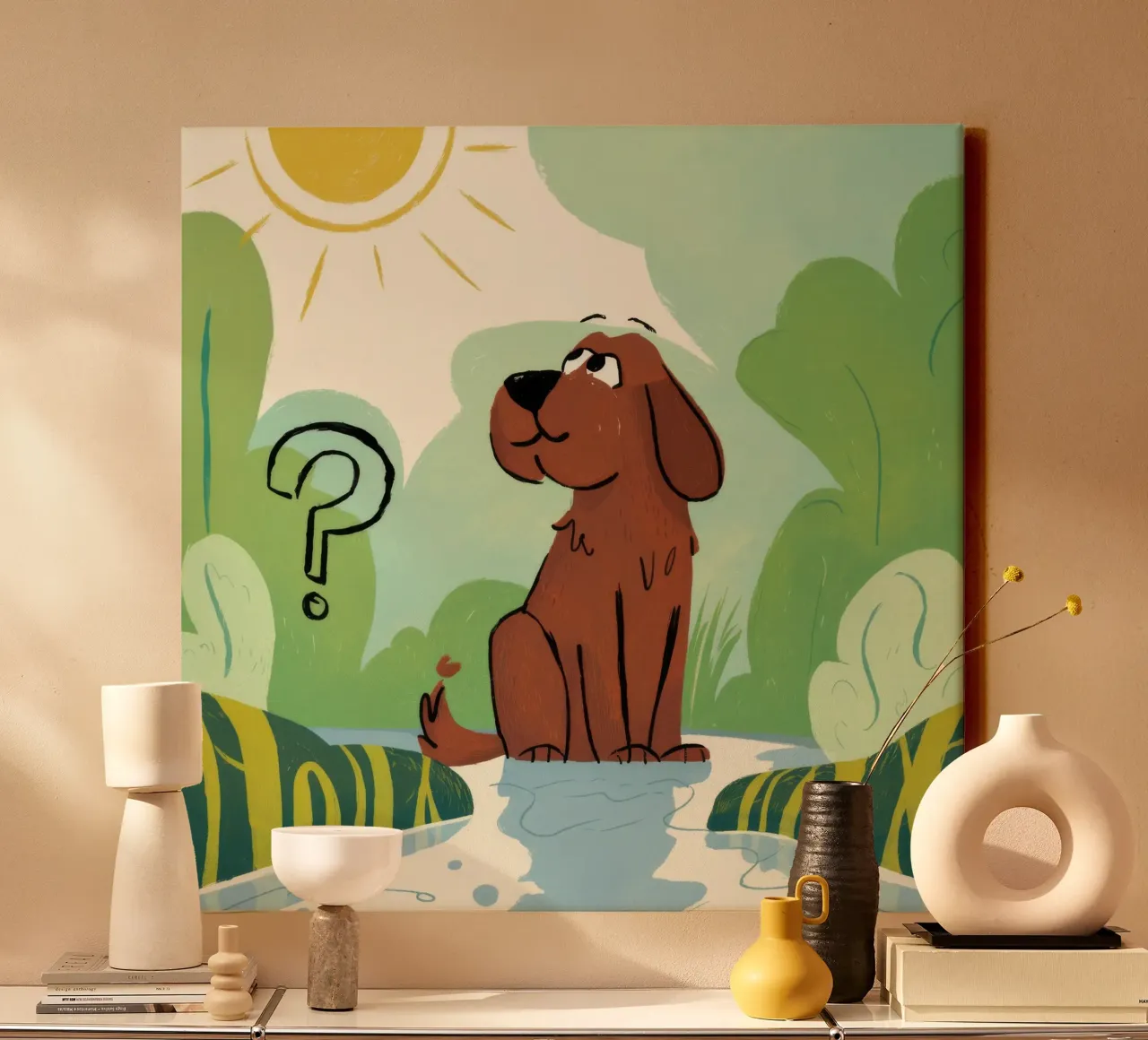 Puzzled Meadow Wanderer canvas with Floater frame by Timeless Huse