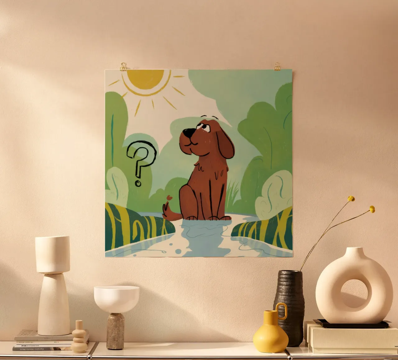 Gepuzzelde weide zwerver poster met kunststof frame van Timeless Huse