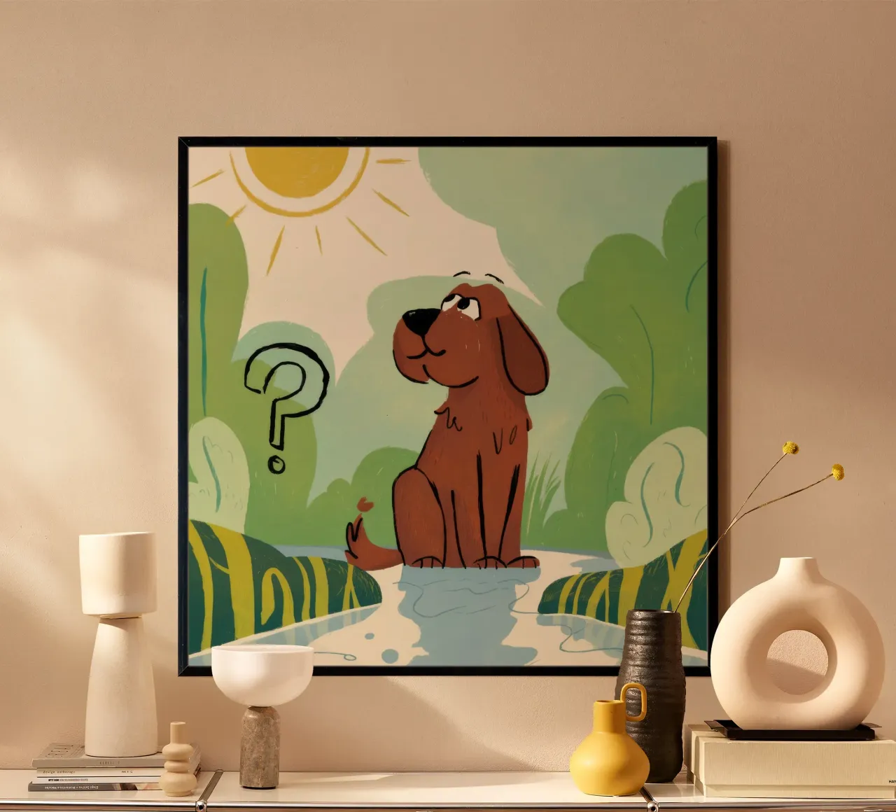 Gepuzzelde weide zwerver poster met kunststof frame van Timeless Huse