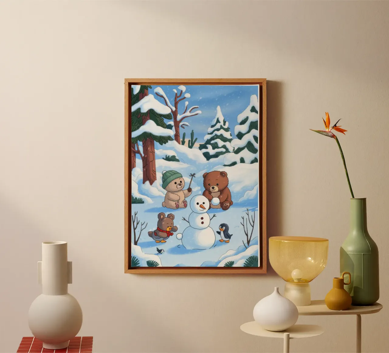 Feestelijke bijeenkomst in Sneeuwland canvas met Baklijst van Timeless Huse