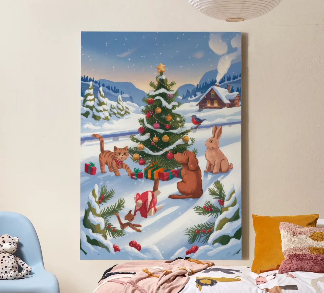 Betoverende Winterviering canvas met Baklijst van Timeless Huse